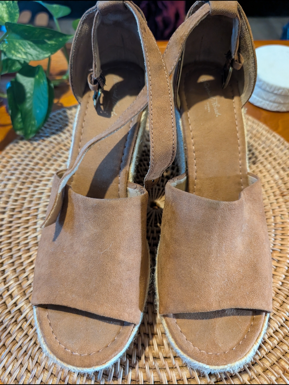 Universal Thread Tan Suede Espadrille Wedge Sandals